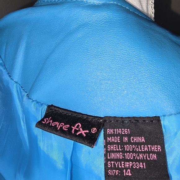 Shape FX Vibrant Blue Leather Jacket Size 14 (Fits More Like Sm 12 Or 10) - Picture 5 of 8